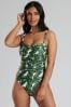 South Beach Leaf Print Twist Swimsuit with Tummy Control