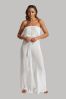 South Beach White Crinkle Viscose Strapless Jumpsuit