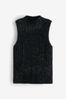 Black Sparkle High Neck Tinsel Knitted Tank Vest