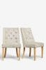 Chunky Weave Mid Grey Set of 2 Wolton Button Dining Chairs With Natural Legs