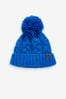 Cobalt Blue Knitted Cable Pom Hat (1-16yrs)