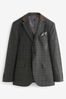 Charcoal Grey Tailored Fit Trimmed Check Suit Jacket, Tailored Fit
