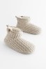 Stone Natural Chunky Knit Slipper Boots