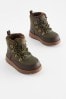 Khaki Green Quilted Hiker Boots
