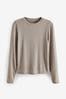 Neutral Soft Touch Ribbed Long Sleeve T-Shirt with TENCEL™ Lyocell