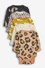 Leopard/Hearts 5 Pack Long Sleeve Baby Bodysuits (0mths-3yrs)