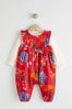 Red Floral Baby Woven Dungarees and Bodysuit Set (0mths-2yrs)