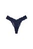 Navy Blue Thong Comfort Lace Knickers, Thong