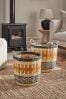 Set of 2 Terracotta and Black Woven Water Hyacinth Storage Baskets