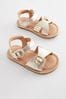 White Leather Buckle Sandals, Standard Fit (F)