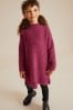 Raspberry Pink Bouclé Knitted Jumper Dress (3-16yrs)