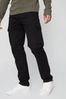 Threadbare Black Cotton Cargo Trousers high-waisted With Stretch