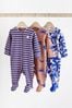 Cobalt Blue Dino Baby Sleepsuits 3 Pack (0mths-3yrs)