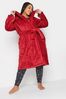 Yours Curve Red Honeycomb Hooded Robe