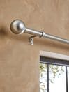 Brushed Silver Ball Finial Extendable Curtain 35mm Pole Kit, 35mm