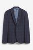 Navy Blue Skinny Fit Check Suit: Jacket