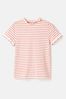 Pink/Cream Joules Daisy Short Sleeve Frilled Neck Top