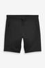 Black Tipped Zip Pocket Jersey Shorts, Straight Fit