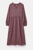 Joules Robyn Burgundy Red Balloon Sleeve Midi Dress