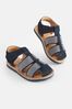 Navy Blue Leather Closed Toe Touch Fastening Sandals