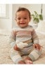 Tan/Blue Tiger Stripe Baby Knitted Jumper & Leggings 2 Piece Set (0mths-2yrs)