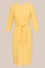 Adrianna Papell Yellow Knit Crepe Tie Waist Sheath Dress