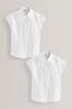 Weiß - Kurzärmelige, figurbetonte Premium-Stretchhemden mit hohem Baumwollanteil im 2er-Pack (3-18yrs)