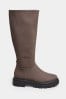 Yours Curve Brown Extra Wide Fit Cleated Calf Boots, Extra Wide Fit