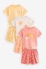 Rosa/Orange - Kurze Pyjamas, 3er-Pack (9 Monate bis 12 Jahre)