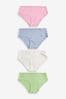 Pink/Lilac/Green/White Short Cotton Rich Knickers 4 Pack, Short