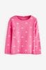 Leuchtendes Pink/Regenbogen - Baumwollreiches Langarm-Ripp-T-Shirt (3 Monate bis 7 Jahre)