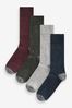 Marineblau/Burgunderrot - Schwere Socken mit Wolle und Seide, 4er Pack