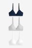 Navy Blue/Grey Marl/White First Bras 3 Pack