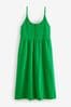 Green Button Down Cotton Cami Summer Dress, Regular
