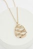 Gold Tone Sparkle Wave Drop Pendant Necklace