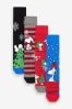 Snoopy-Muster - Lizenzierte Weihnachtssocken im 4er-Pack