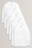 White 5 Pack Cotton Long Sleeve School Polo Shirts (3-16yrs), Standard