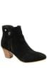 Black Ravel Suede Leather Block Heel Ankle Boots