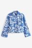 Blue/White Print Summer Shirt with Linen