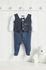 Navy Personalised Baby Navy Blue Suit And Tie Sleepsuit