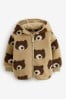 Tan Brown Bear Borg All Over Print Jacket (3mths-7yrs)