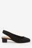 Black Forever Comfort® Leather Slingback Block Heel Shoes, Extra Wide Fit