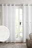 White Cotton Lined Eyelet Curtains, Lined
