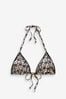 Black/Ecru Foil Woodblock Triangle Charm Bikini Top