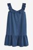 Navy Blue 100% Cotton Embroidery Night Slip