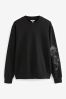 Black Graphic Crew Neck Sweatshirt