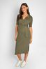 JoJo Maman Bébé Khaki Green Collared Ribbed Knitted Maternity Dress