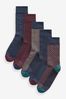 Neutral/Navy Pattern Smart Socks 5 Pack, Regular