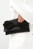 Black Pleat Satin Bow Clutch