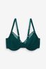 Teal Blue DD+ Stripe Minimising Non Pad Full Cup Bra